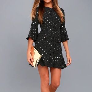 Black and Gold Polka Dot Dress Lulus